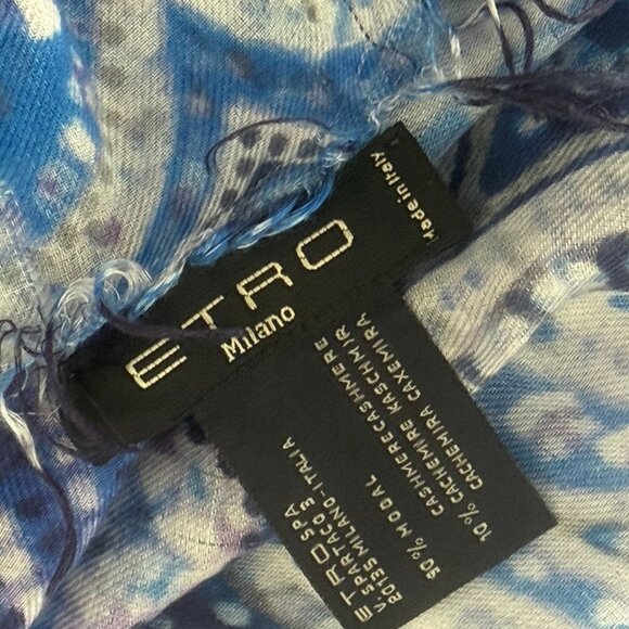 Etro blue white abstract print scarf - Picture 3 of 4